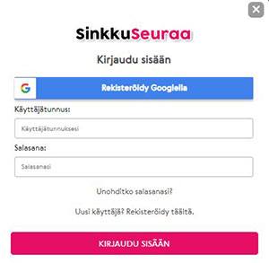 SinkkuSeuraa: Rekisteröityminen